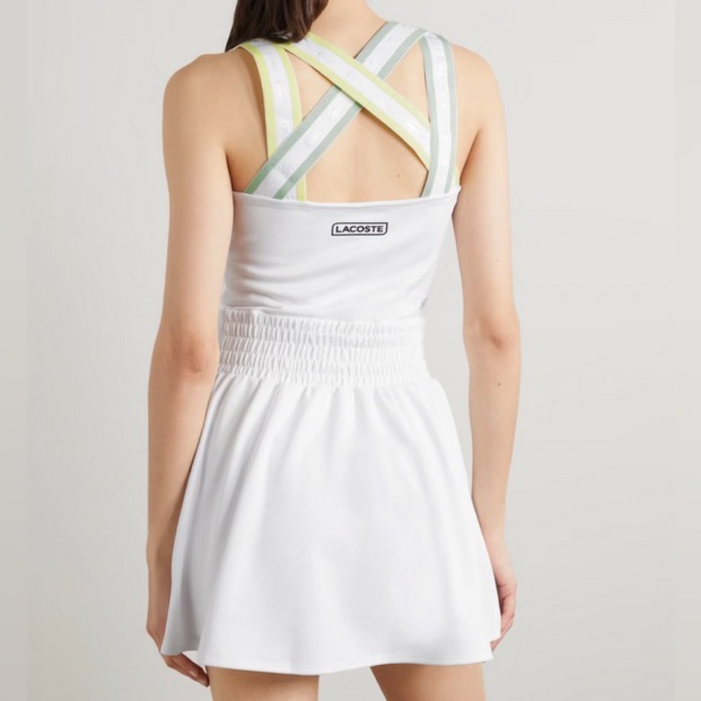NWT Lacoste Appliquéd stretch-jersey tennis dress (white) (Fr38 / US6)